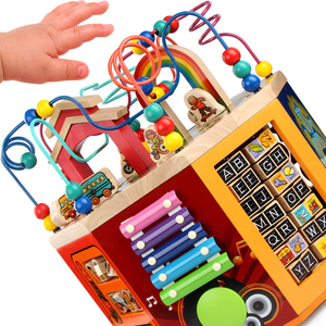 Boîte d'activités multifonctionnelle à 8 faces, jouets éducatifs musicaux, labyrinthe de perles éducatif 3D pour l'apprentissage précoce - Product Image 4