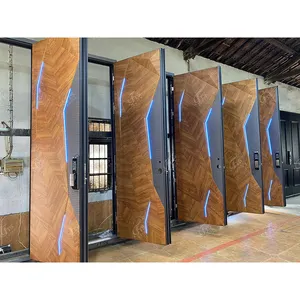Entrance Doors Factory Exterior Stainless Steel Luxury Doors For Exterior Villa Solid Wooden Front Door