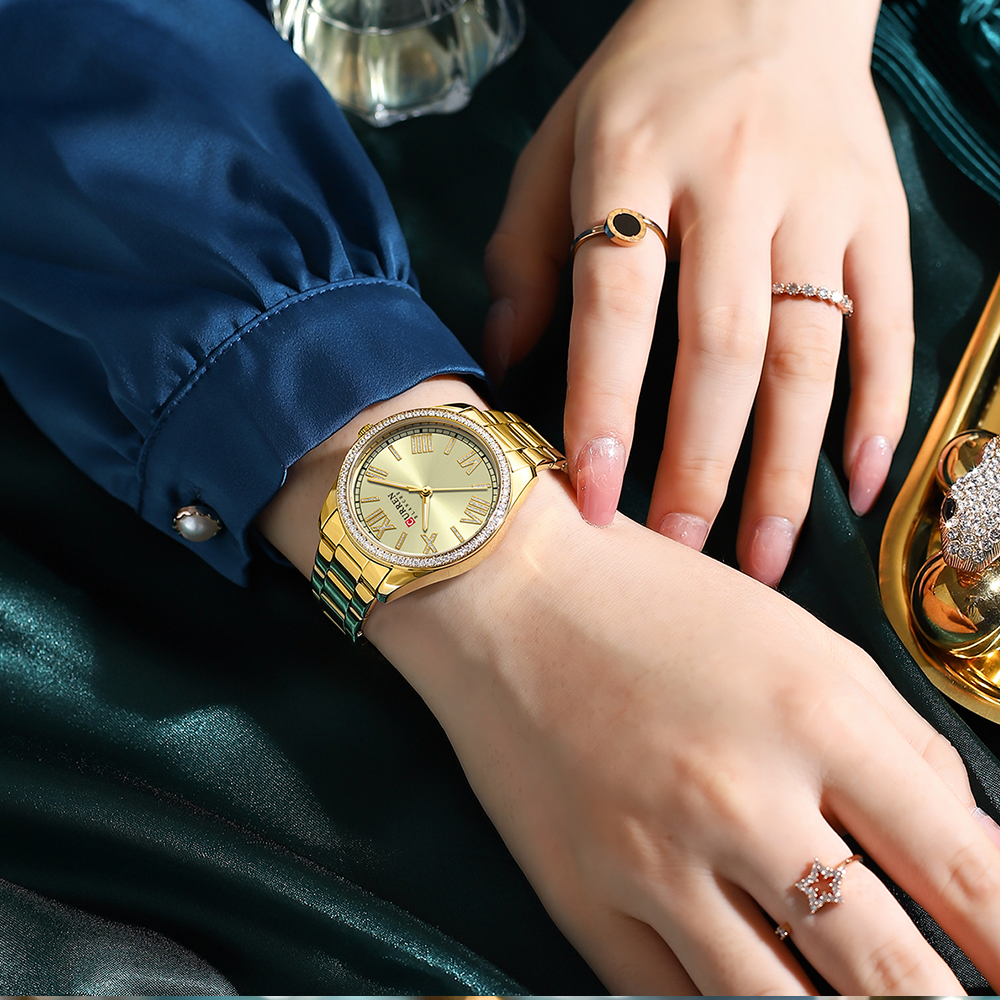 CURREN – montres de luxe pour femmes, montre-bracelet à Quartz et diamant pour dames et filles, mode, étanche, horloge