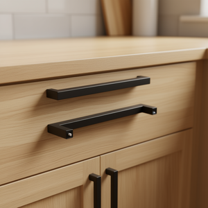 Poignées de tiroir modernes en acier inoxydable noir mat, carrées de 6,3 pouces, pour meubles de cuisine - Product Image 2