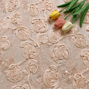 Tela de encaje floral africana Aso Ebi con lentejuelas y cordón, malla transparente nigeriana, jacquard floral para vestido de novia y prendas de moda - Product Image 1