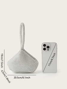 Bolso de Mano Triangular con Pedrería, Brillante, de Cristal, Elegante, para Fiesta, Boda, Clutch de Novia - Product Image 5