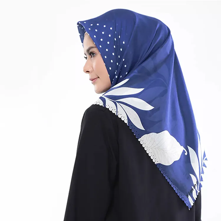 이슬람 여성 버블 쉬폰 아플리케 Hijab 베일 Hijab 여성 반바지 2 조각 세트 짧은 Pleated 스카프