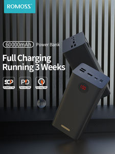 Batterie externe <span class=keywords><strong>ROMOSS</strong></span> 60000Ah haute capacité 22,5W PD3.0+QC3.0 Charge rapide bidirectionnelle Double USB 4 sorties Charge solaire Li-Polymère - Product Image 2
