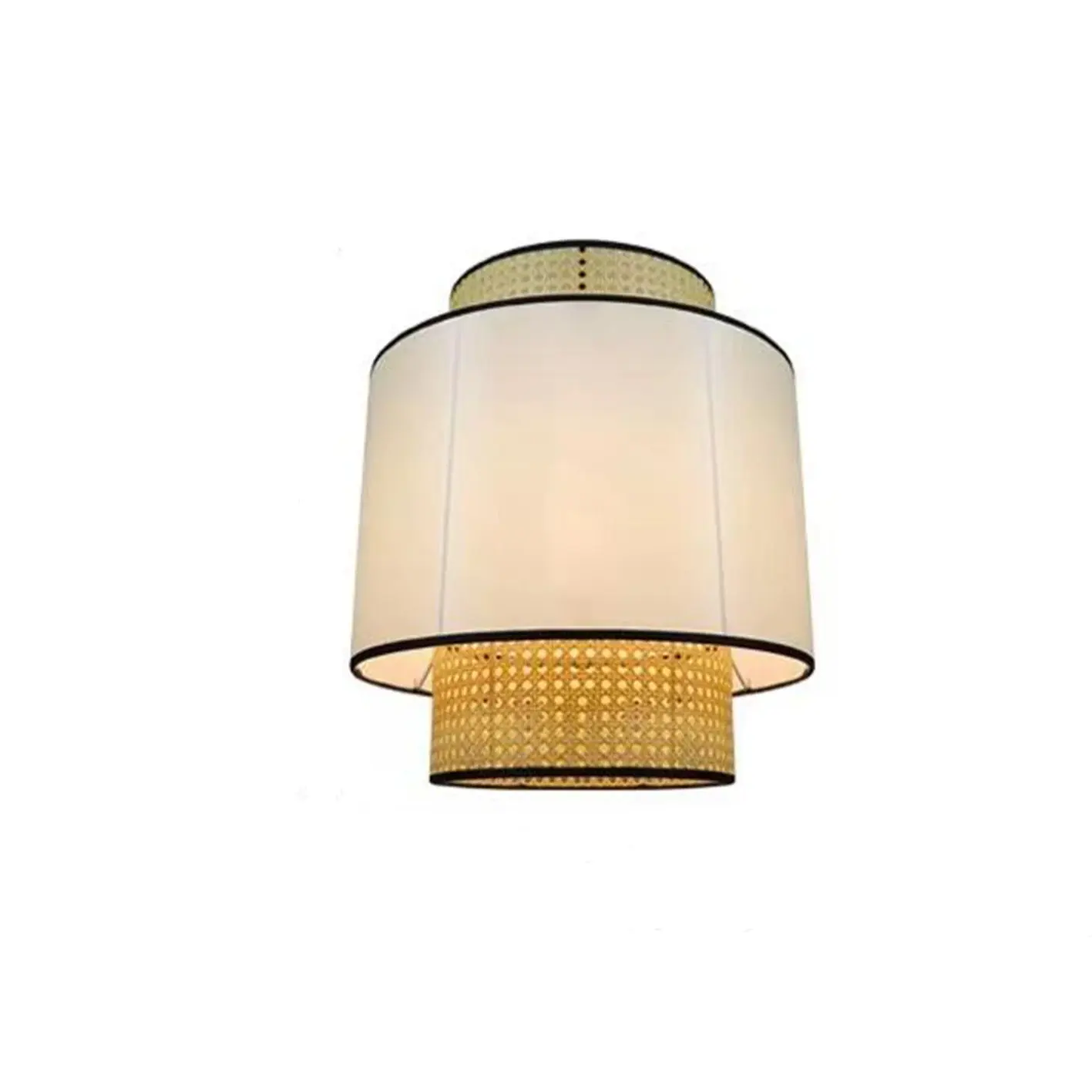 Natuurlijke Geweven Rotan Hanglamp Decoratieve Handgemaakte Rotan Met Stof Kd Verpakking Voor Binnenverlichting Decor