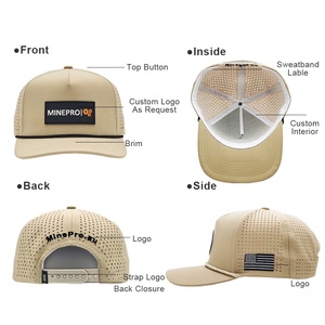Casquette <span class=keywords><strong>de</strong></span> baseball structurée pour <span class=keywords><strong>homme</strong></span> en polyester imperméable avec logo en caoutchouc découpé au laser <span class=keywords><strong>et</strong></span> perforations, idéale pour le golf, la navigation, la <span class=keywords><strong>randonnée</strong></span> <span class=keywords><strong>et</strong></span> les activités sportives en extérieur. - Product Image 2