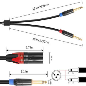 En İyi İndirimli Çift 1/4 İnç - XLR Erkek Y Splitter Kablosu Erkek XLR - Çift 6.35mm TS Mono <span class=keywords><strong>Pl</strong></span> - Product Image 5