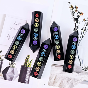 Nova Chegada: Torre de Obsidiana Natural Polida com 7 Pontas de Cristal para Cura Energética e Tendências de Bem-Estar - Product Image 1