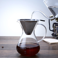 Carafe à café en verre grande capacité 800 ml, résistante à la chaleur, avec poignée, pour infusion manuelle, en acier inoxydable, fournie directement par le fabricant
