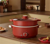 Casserole électrique multifonctionnelle, casserole de cuisson antiadhésive, température réglable, fonte, sauté, cuisson à la vapeur, usage domestique, 3L