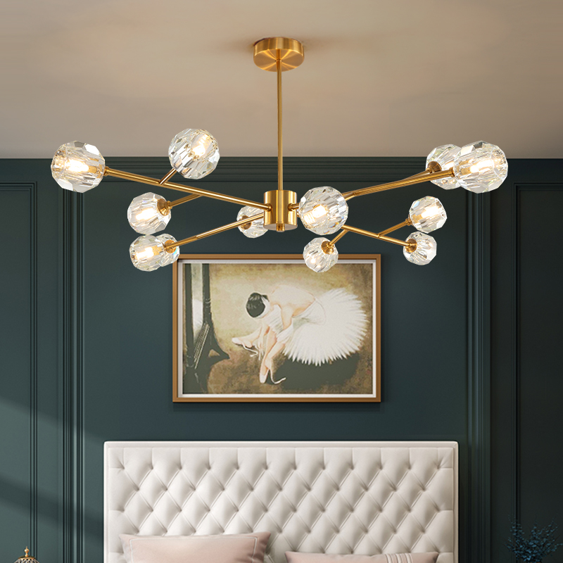luxury simple atmosphere Nordic living room dining room bedroom crystal lamps lighting molecular light foldable chandelier