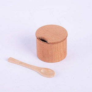 Excellent Class Premium Bulk Mini Seasoning Box <b>Kitchen</b> <b>Storage</b> With Spoon 8cm Wooden Spice Jar - Product Image 2