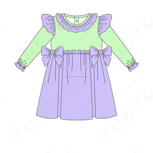 Flutter manches enfants enfant en bas âge petit bébé robe soeurs correspondant vêtements coton arc enfants filles robes - Product Image 3