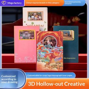 งานแกะสลักกระดาษสร้างสรรค์เชิงวัฒนธรรมแบบใหม่ สไตล์จีนแบบกำหนดเอง 3 มิติ แบบนูนลายฉลุ ของขวัญสมุดบันทึก - Product Image 3