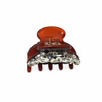 Mini pince à cheveux écaille de tortue * Pince en acétate ornée de cristaux étincelants * Élégante petite pince requin pour franges latérales Boutique