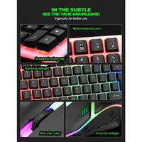 Teclado Gamer T350 con Cable USB, Retroiluminación LED Multicolor, Sensación Mecánica, para PC de Escritorio