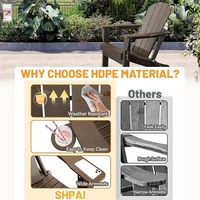 Chaise Adirondack en HDPE, pliable et durable, avec porte-gobelet, impression couleur intégrale, pour pelouse, patio, terrasse - Marron (Stock US)
