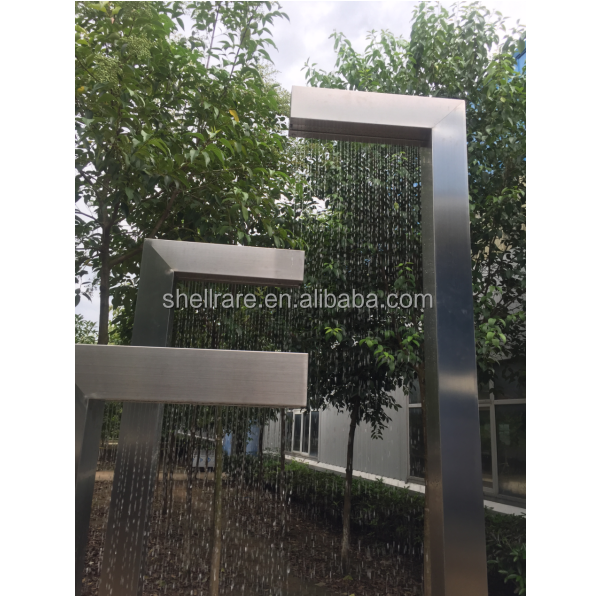 Garden metal waterfall with rain curtain customized corten steel water feature outdoor