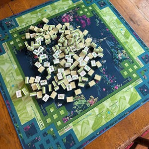 <span class=keywords><strong>Tapis</strong></span> de Mahjong Chinoiserie Blue Garden Pavilion 31,5"x31,5" (80x80mm) <span class=keywords><strong>Tapis</strong></span> de Table de Mahjong Américain Motif Pont de Fleurs - Product Image 2