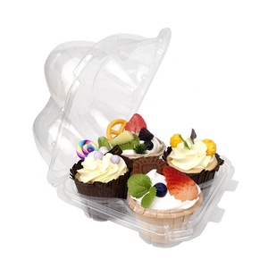 Bán buôn 1 2 4 6 12 24 lỗ cupcake rõ ràng nhựa vỏ sò container bánh nướng xốp bản lề Hộp bao bì dùng một lần - Product Image 3