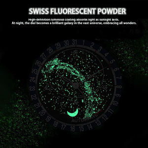 Montres suisses <span class=keywords><strong>haut</strong></span> <span class=keywords><strong>de</strong></span> <span class=keywords><strong>gamme</strong></span> personnalisées, montres luxueuses à phase lunaire ciel étoilé et montres mécaniques automatiques lumineuses pour hommes. - Product Image 3