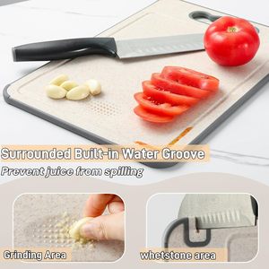 Planche à découper double face en titane, titane pur de qualité alimentaire et paille de blé PP, facile à nettoyer, grande taille - Product Image 2