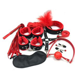 Set Bondage 10 Pezzi/Kit in Pelle, Kit Bondage con Pelliccia, Giochi per Adulti, Cintura, Manette, Prodotti <span class=keywords><strong>SM</strong></span> - Product Image 2