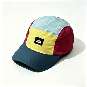 ACE Color Block 5 Panel Canvas Camp Cap Quick Dry Lightweight Adjustable Sports Outdoor Streetwear Camp <b>Hat</b> for Men Women - Product Image 3