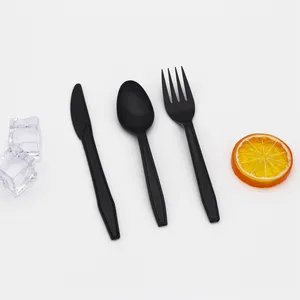 Black 6" Eco Friendly Cornstarch Black Fork Cutlery Set