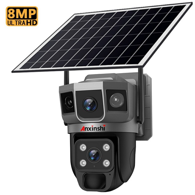 Solar 4g Wifi V380 Camera Two-Way Audio Dual Lens Wireless Outdoor  IP66 Waterproof Solar Security Ptz Camera