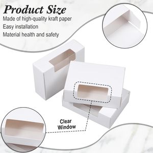 Boîtes à savon en kraft blanc avec fenêtre transparente, boîtes d'emballage pour savon <span class=keywords><strong>fait</strong></span> main, petite boîte cadeau pour le bricolage - Product Image 4