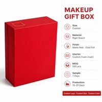Boîte rigide rouge personnalisée avec couvercle et base, insert en mousse noire, emballage cadeau pour cosmétiques, marque de beauté OEM, vente en gros