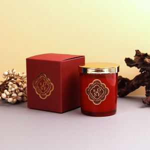 Bougie en cire de soja parfumée à la rose de Noël dans un bocal en verre avec couvercle doré, bougie aromathérapeutique de luxe pour les fêtes, durée de combustion de 40 à 60 heures - Product Image 1