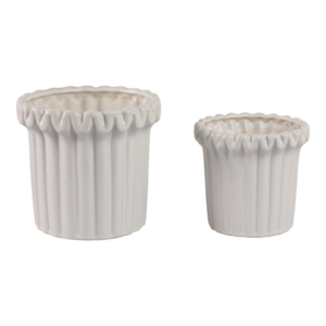 Vasi in ceramica con bordo arricciato per decorazioni di piante da interno ed esterno - Product Image 1