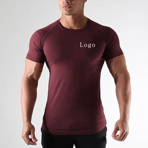 T-shirt de compression uni personnalisé avec logo pour <span class=keywords><strong>homme</strong></span>, tenue de sport et de fitness, anti-humidité, en polyester doux, pour musculation - Product Image 5