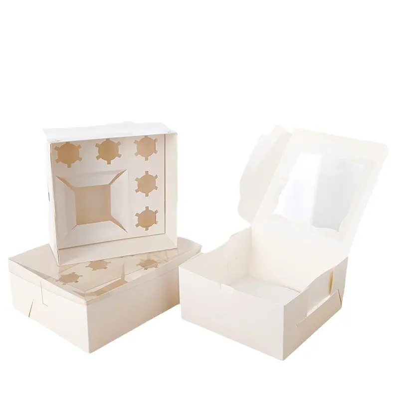 Custom Cupcake Packaging Paper Box with Window for Cake Disposable High Quality Eco-friendly
