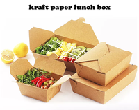 Récipient en papier kraft pour salade poulet frites boîte à lunch en papier logo personnalisé imprimé jetable à emporter emballage de restauration rapide
