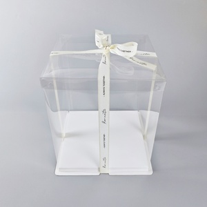 Sunshine Custom Cake <b>Box</b> with Ribbon Handle Board 8 10inch Cake Packaging with Window Cake Packaging <b>Box</b> - Product Image 5