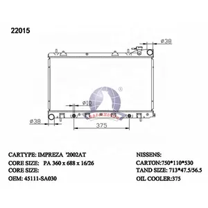 22015 araba soğutma sistemi sıcak satış için lehimli oto radyatör IMPREZA OEM 45111SA030