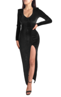 Vestido ajustado de manga larga con abertura alta, estilo europeo y americano, para mujer, recién llegado.