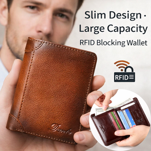 <span class=keywords><strong>Portafoglio</strong></span> RFID in Vera Pelle per Uomo, Ultra-Sottile Minimalista a Tre Ante con Fermasoldi, Porta Carte di Credito, <span class=keywords><strong>Portafoglio</strong></span> in Pelle da Uomo - Product Image 1