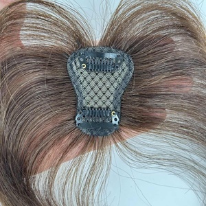 Topper in Pizzo 3D <span class=keywords><strong>con</strong></span> Base in Seta e Frangia, Copertura per la Parte Superiore della Testa, Parrucchino in Capelli Umani per Donne - Product Image 4
