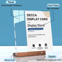 Présentoir en bois d'acrylique et de Sapele, support de signalisation de commande, porte-panneau de table double face, panneau de table sur mesure pour bureau