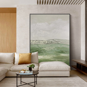 Mintura Wabi-Sabi pintura al óleo verde abstracta lienzo pintado a mano para decoración de boda sala de estar comedor hogar Art <span class=keywords><strong>Deco</strong></span> colgante - Product Image 5