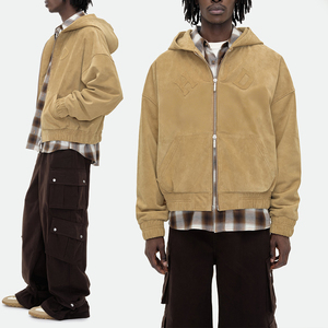 Sweat à capuche zippé 2 voies KingSen OEM pour homme en daim avec logo brodé 3D, respirant, appliqué, style streetwear hiver, longueur standard, hip-hop - Product Image 1