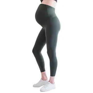 กางเกงเลคกิ้งสำหรับสตรีมีครรภ์,กางเกงกีฬาเอวสูงควบคุมหน้าท้องสวมใส่สบายเลกกิ้งเอวสูงสำหรับคุณแม่