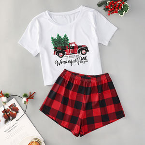 <span class=keywords><strong>Pijama</strong></span> de dos piezas para niñas, conjunto de ropa de dormir de algodón para mujeres, pijamas para mujeres, conjunto de pijamas de Navidad para mujer, verano corto - Product Image 5