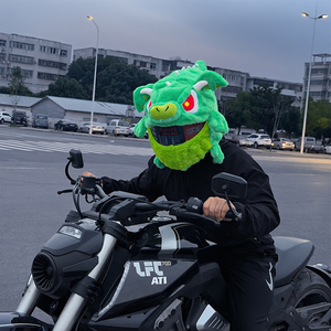 Al por mayor Funda de <span class=keywords><strong>Casco</strong></span> de Peluche de Dibujos Animados de Dragón Verde sin Dientes de Cara Completa para <span class=keywords><strong>Casco</strong></span> de Motocicleta - Product Image 2