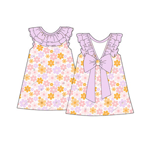 Nouvelles Arrivées Robe d'été sans manches <span class=keywords><strong>pour</strong></span> filles, motif personnalisé, taille ajustée, avec volants, au-dessus du genou, vêtements de mode <span class=keywords><strong>pour</strong></span> bébés - Product Image 5