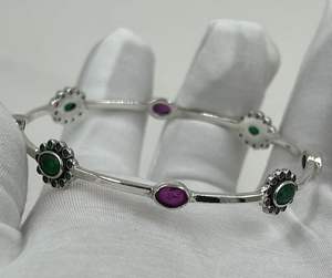 Increíble oferta en calidad estándar antiguo diseño personalizado plata oxidada rubí piedra tachonado niñas uso diario estilo Kada brazaletes - Product Image 4